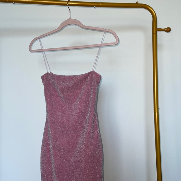 Meshki Dresses & Skirts - Meshki Pink Sheath Spaghetti Strap Mini Dress